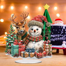 Load image into Gallery viewer, Acrylic Special Shape Christmas Elk and Snowman Diamond Painting Desktop Decors