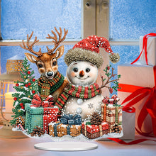 Load image into Gallery viewer, Acrylic Special Shape Christmas Elk and Snowman Diamond Painting Desktop Decors