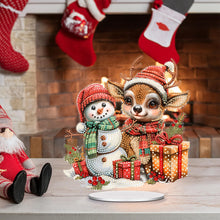 Load image into Gallery viewer, Acrylic Special Shape Christmas Elk and Snowman Diamond Painting Desktop Decors