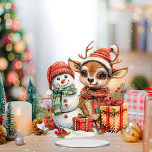 Load image into Gallery viewer, Acrylic Special Shape Christmas Elk and Snowman Diamond Painting Desktop Decors