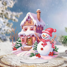 Load image into Gallery viewer, Acrylic Special Shape Christmas Snowman & House Diamond Painting Desktop Decors