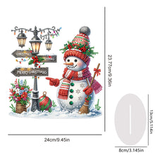 Load image into Gallery viewer, Acrylic Special Shape Snowman Road Sign Diamond Painting Desktop Decors