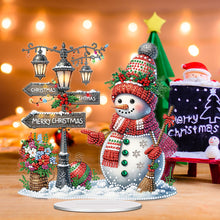 Load image into Gallery viewer, Acrylic Special Shape Snowman Road Sign Diamond Painting Desktop Decors