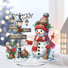 Load image into Gallery viewer, Acrylic Special Shape Snowman Road Sign Diamond Painting Desktop Decors