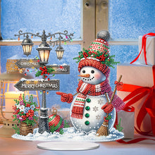 Load image into Gallery viewer, Acrylic Special Shape Snowman Road Sign Diamond Painting Desktop Decors