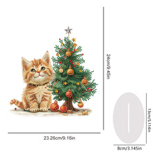 Load image into Gallery viewer, Acrylic Special Shape Christmas Tree Orange Cat Diamond Painting Desktop Decors