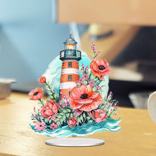 Load image into Gallery viewer, Acrylic Special Shape Poppy Lighthouse Diamond Painting Desktop Decorations