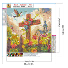 Load image into Gallery viewer, Diamond Painting - Full Round - Flower cross hummingbird church (30*30CM)