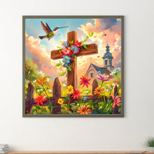 Load image into Gallery viewer, Diamond Painting - Full Round - Flower cross hummingbird church (30*30CM)