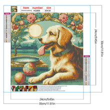 Load image into Gallery viewer, Diamond Painting - Full Round - Golden retriever in the courtyard (30*30CM)