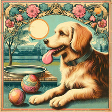 Load image into Gallery viewer, Diamond Painting - Full Round - Golden retriever in the courtyard (30*30CM)