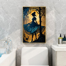 Load image into Gallery viewer, Diamond Painting - Full Round - Silhouette girl in a blue skirt (40*60CM)