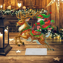 Load image into Gallery viewer, Acrylic Christmas Santa & Elk Special Shape Diamond Painting Desktop Ornaments