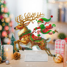 Load image into Gallery viewer, Acrylic Christmas Santa & Elk Special Shape Diamond Painting Desktop Ornaments