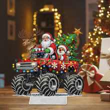 Load image into Gallery viewer, Acrylic Christmas Santa & Truck Special Shape Diamond Painting Desktop Ornaments