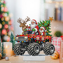 Load image into Gallery viewer, Acrylic Christmas Santa & Truck Special Shape Diamond Painting Desktop Ornaments