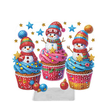 Load image into Gallery viewer, Acrylic Xmas Snowman & Cake Special Shape Diamond Painting Desktop Ornaments