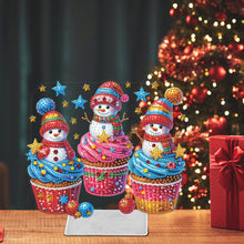 Load image into Gallery viewer, Acrylic Xmas Snowman & Cake Special Shape Diamond Painting Desktop Ornaments