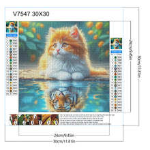 Load image into Gallery viewer, Diamond Painting - Full Round - Orange Cat Reflection Tiger (30*30CM)