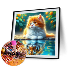 Load image into Gallery viewer, Diamond Painting - Full Round - Orange Cat Reflection Tiger (30*30CM)