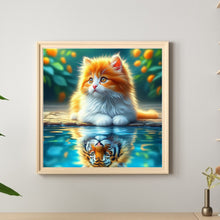 Load image into Gallery viewer, Diamond Painting - Full Round - Orange Cat Reflection Tiger (30*30CM)