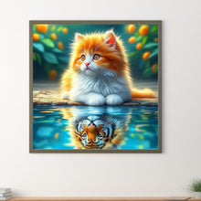 Load image into Gallery viewer, Diamond Painting - Full Round - Orange Cat Reflection Tiger (30*30CM)