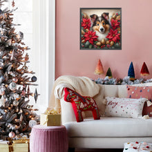 Load image into Gallery viewer, AB Diamond Painting - Full Square - Christmas poinsettia dog (40*40CM)