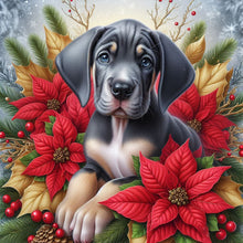 Load image into Gallery viewer, AB Diamond Painting - Full Square - Christmas poinsettia dog (40*40CM)