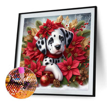 Load image into Gallery viewer, AB Diamond Painting - Full Square - Christmas poinsettia dog (40*40CM)