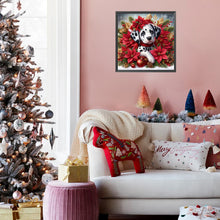 Load image into Gallery viewer, AB Diamond Painting - Full Square - Christmas poinsettia dog (40*40CM)