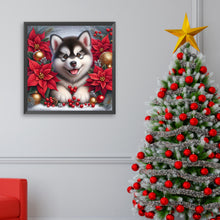 Load image into Gallery viewer, AB Diamond Painting - Full Square - Christmas poinsettia dog (40*40CM)
