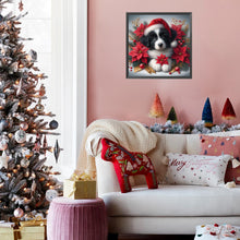 Load image into Gallery viewer, AB Diamond Painting - Full Square - Christmas poinsettia dog (40*40CM)
