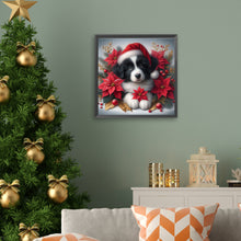 Load image into Gallery viewer, AB Diamond Painting - Full Square - Christmas poinsettia dog (40*40CM)