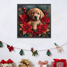 Load image into Gallery viewer, AB Diamond Painting - Full Square - Christmas poinsettia dog (40*40CM)