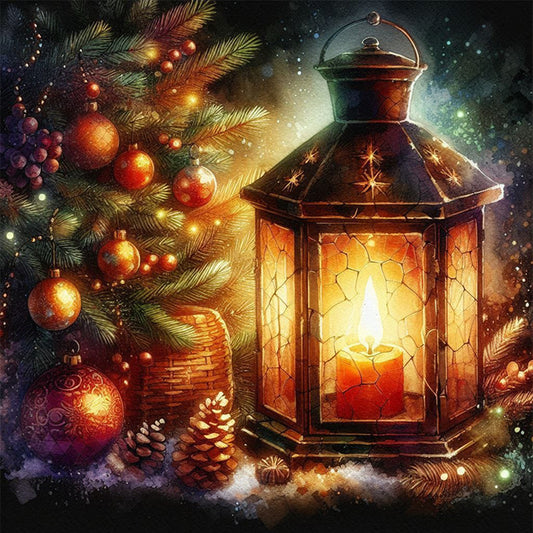 AB Diamond Painting - Full Square - Lights under the Christmas tree (30*30 CM)