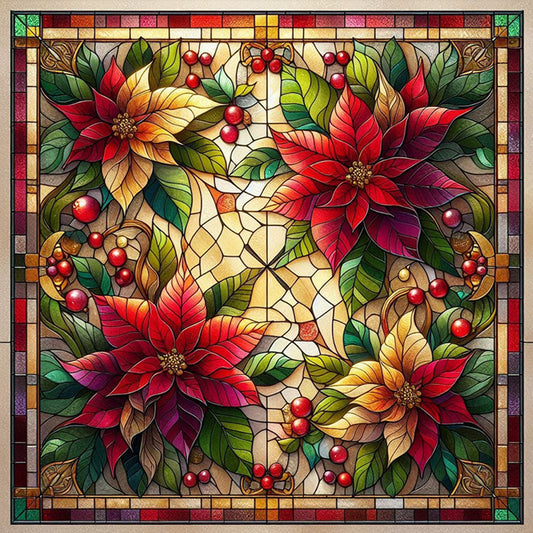 AB Diamond Painting - Full Square - Poinsettia in glass (40*40CM)