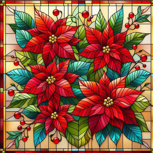 AB Diamond Painting - Full Square - Poinsettia in glass (40*40CM)