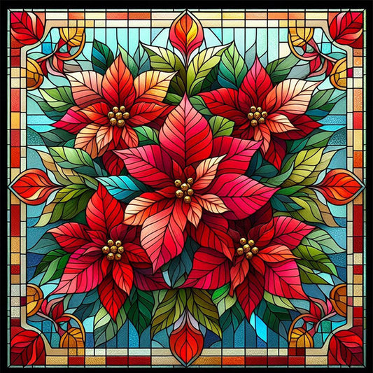 AB Diamond Painting - Full Square - Poinsettia in glass (40*40CM)