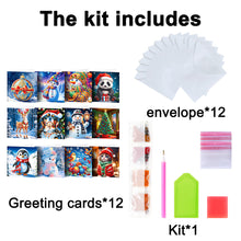 Load image into Gallery viewer, 12pcs Christmas Diamond Painting Greeting Cards Diamond Art Christmas Cards (B)