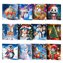 Load image into Gallery viewer, 12pcs Christmas Diamond Painting Greeting Cards Diamond Art Christmas Cards (B)