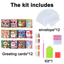 Load image into Gallery viewer, 12pcs Christmas Diamond Painting Greeting Cards Diamond Art Christmas Cards (E)