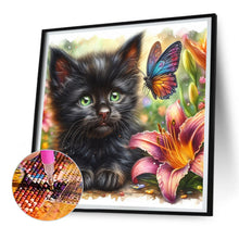 Load image into Gallery viewer, Diamond Painting - Full Round - Butterfly cat (30*30CM)