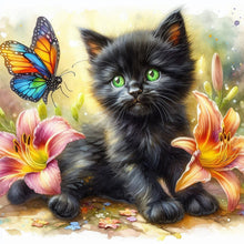 Load image into Gallery viewer, Diamond Painting - Full Round - Butterfly cat (30*30CM)