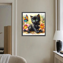 Load image into Gallery viewer, Diamond Painting - Full Round - Butterfly cat (30*30CM)