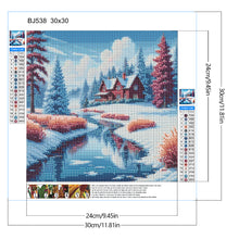 Load image into Gallery viewer, Diamond Painting - Full Round - Snowy riverside house (30*30CM)
