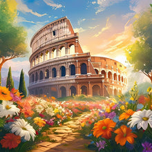 Load image into Gallery viewer, Diamond Painting - Full Round - Flower bush Roman Colosseum (30*30CM)