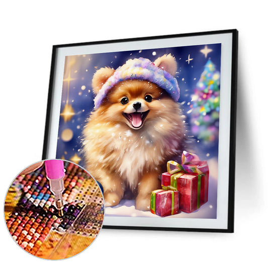Diamond Painting - Full Round - Christmas Pomeranian (30*30CM)