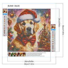 Load image into Gallery viewer, Diamond Painting - Full Round - Golden retriever in a Christmas hat (30*30CM)