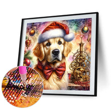 Load image into Gallery viewer, Diamond Painting - Full Round - Golden retriever in a Christmas hat (30*30CM)