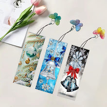 Load image into Gallery viewer, 3Pcs PET Special Shaped Christmas Rose DIY Diamond Bookmark with Crystal Pendant